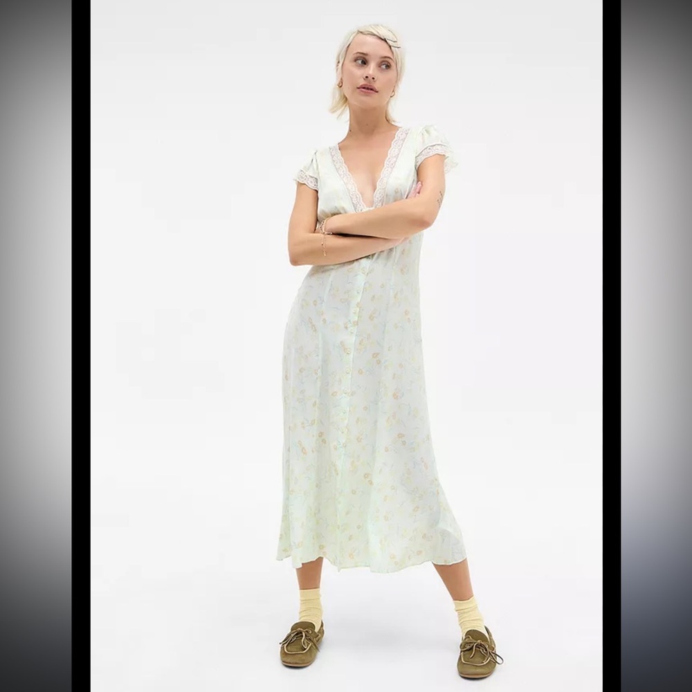 Urban outfitters Light Green Floral Maxi Dress
